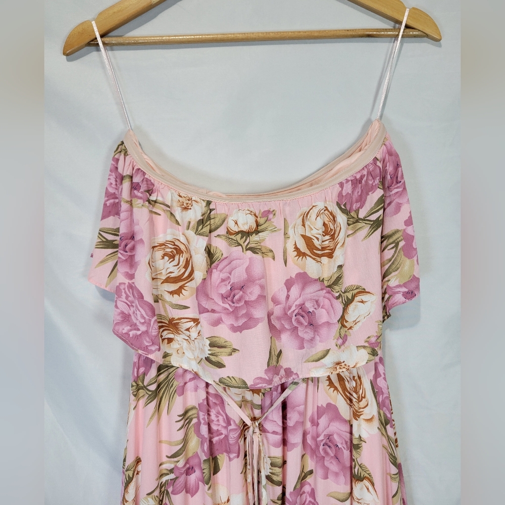 Pinkblush Floral Strapless Ruffle Chic Flowergarden FeminineMaxi Dress - Picture 7 of 15